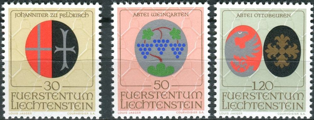 (1971) MiNr. 548 - 550 ** - Lichtenštejnsko - Erb duchovních patronů (III)