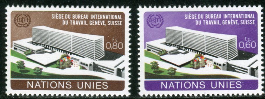 (1974) MiNr. 37 - 38 ** - OSN Ženeva - Zahájení nového sídla Mezinárodní organizace práce (ILO) v Ženevě