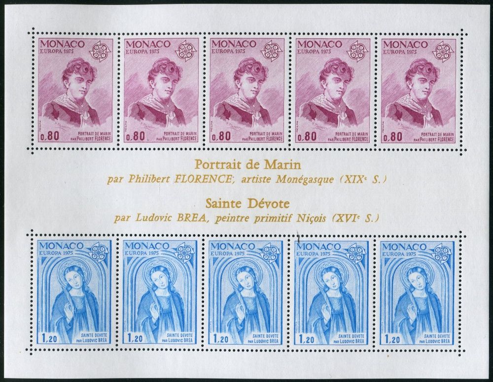 (1975) MiNr. 1167 - 1168 ** - Monaco - BLOCK 8 - Europa: obrazy