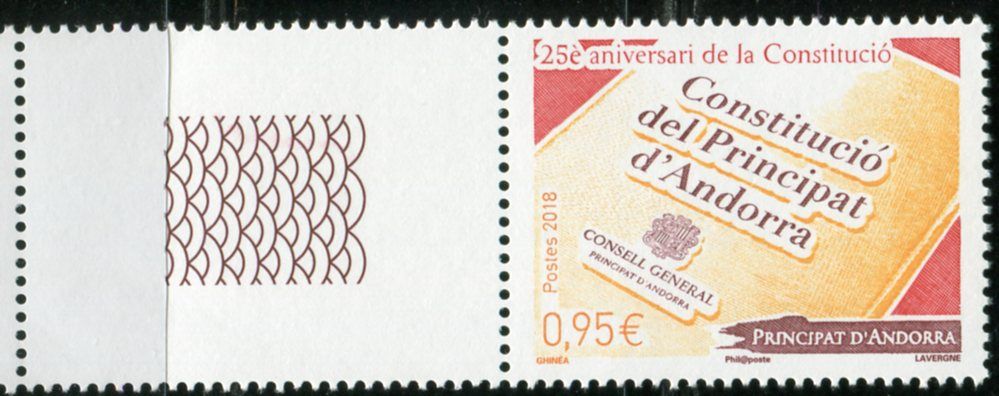 (2018) MiNr. 831 ** - Andorra (Fr.) - KL - 25 let ústavy