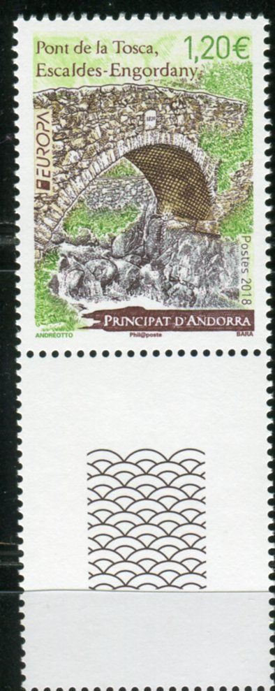 (2018) MiNr. 834 ** - Andorra (Fr.) - KD - Europa: mosty