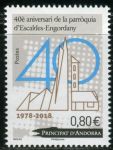 (2018) MiNr. 836 ** - Andorra (Fr.) - 40 let farnost Escaldes-Engordany