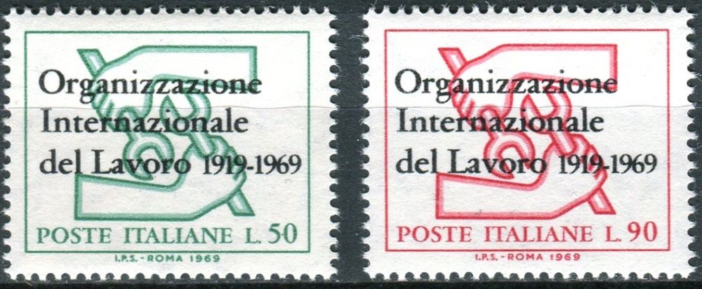 (1969) MiNr. 1299 - 1300 ** - Itálie - 50 let Mezinárodní organizace práce (ILO)