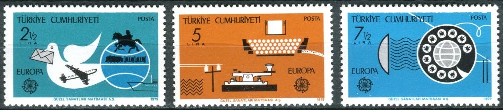 (1979) MiNr. 2477 - 2479 ** - Turecko - Europa: Dějiny pošty a telekomunikací