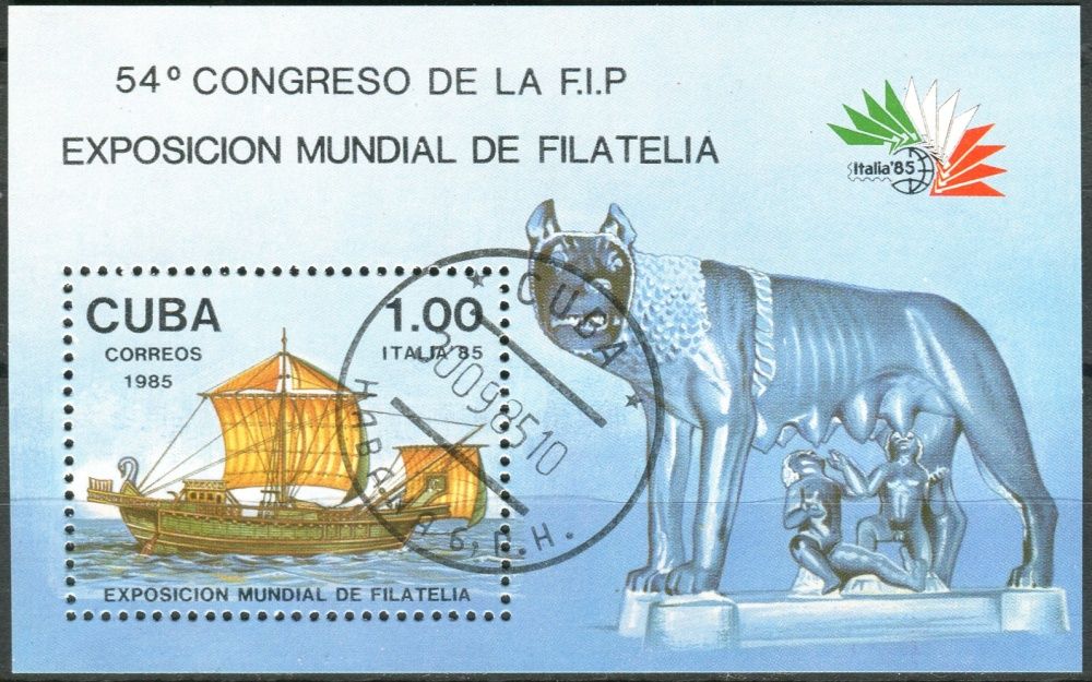 (1985) MiNr. 2963 - Block 91 - O - Kuba - Mezinárodní výstava poštovních známek ITALIA '85, Řím