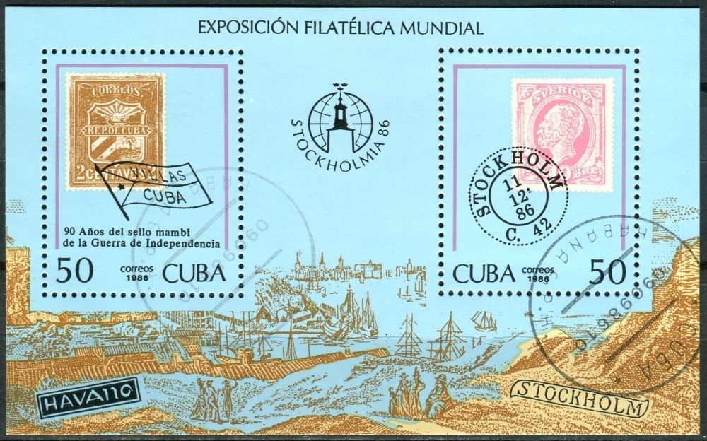 (1986) MiNr. 3033 - 3034 - Block 96 - O - Kuba - Mezinárodní výstava poštovních známek STOCKHOLM '86, Stockholm