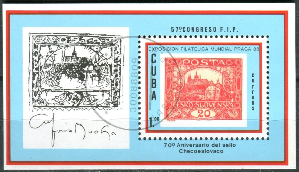 (1988) MiNr. 3218 - Block 112 - O - Kuba - Mezinárodní výstava poštovních známek PRAGA '88, Praha