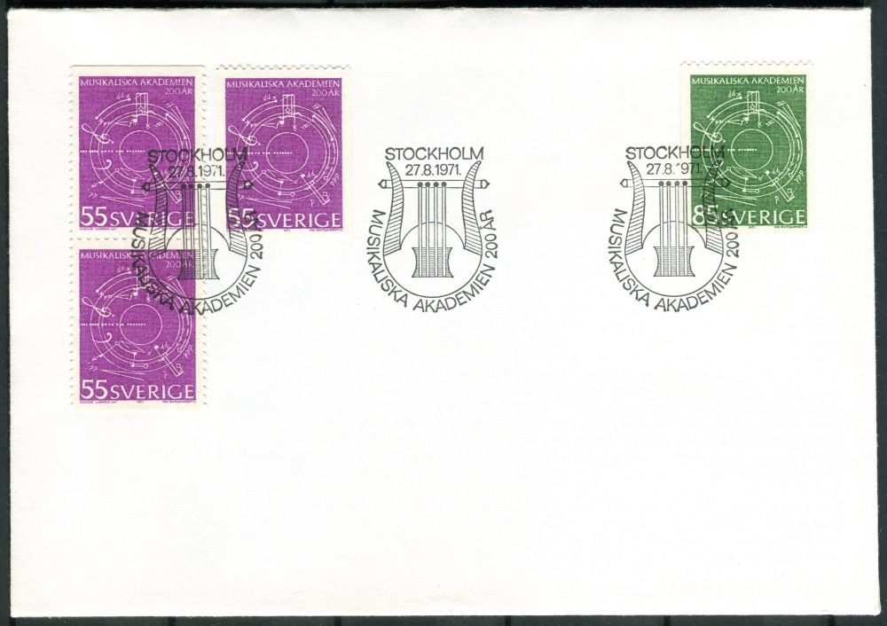 (1971) FDC 713 - 714 - Švédsko - 200 let Královská akademie hudby