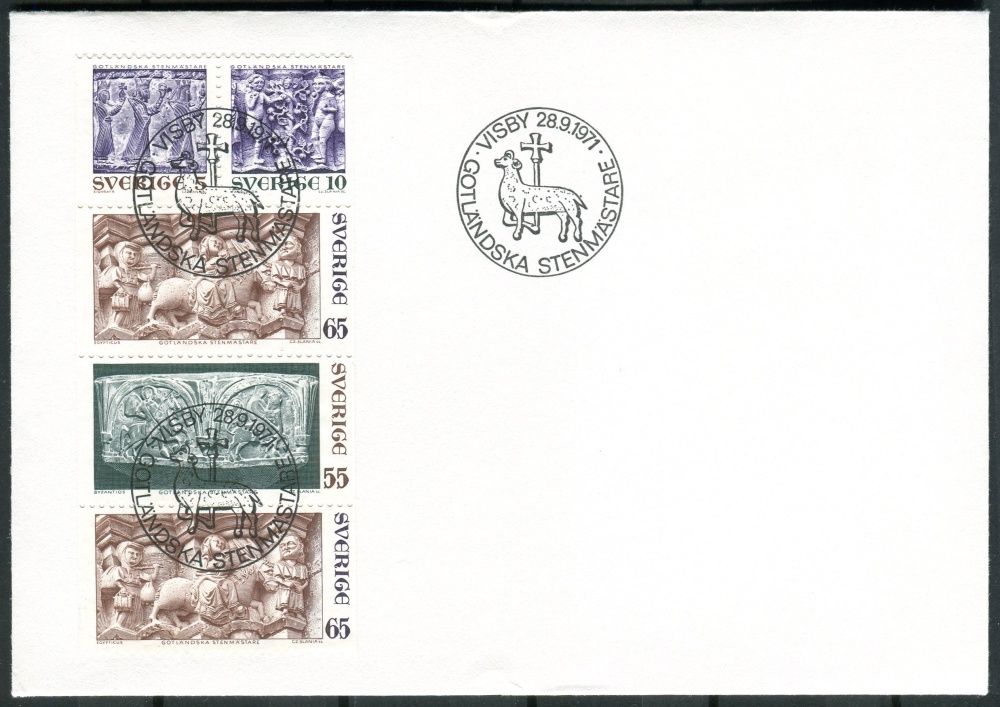 (1971) FDC 717 - 720 - Švédsko - Kamenné umění z provincie Gotland