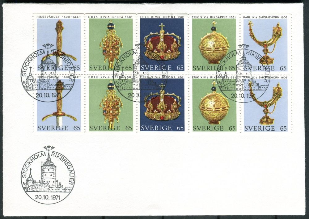 (1971) FDC 723 - 727 - Švédsko - Říšské klenoty