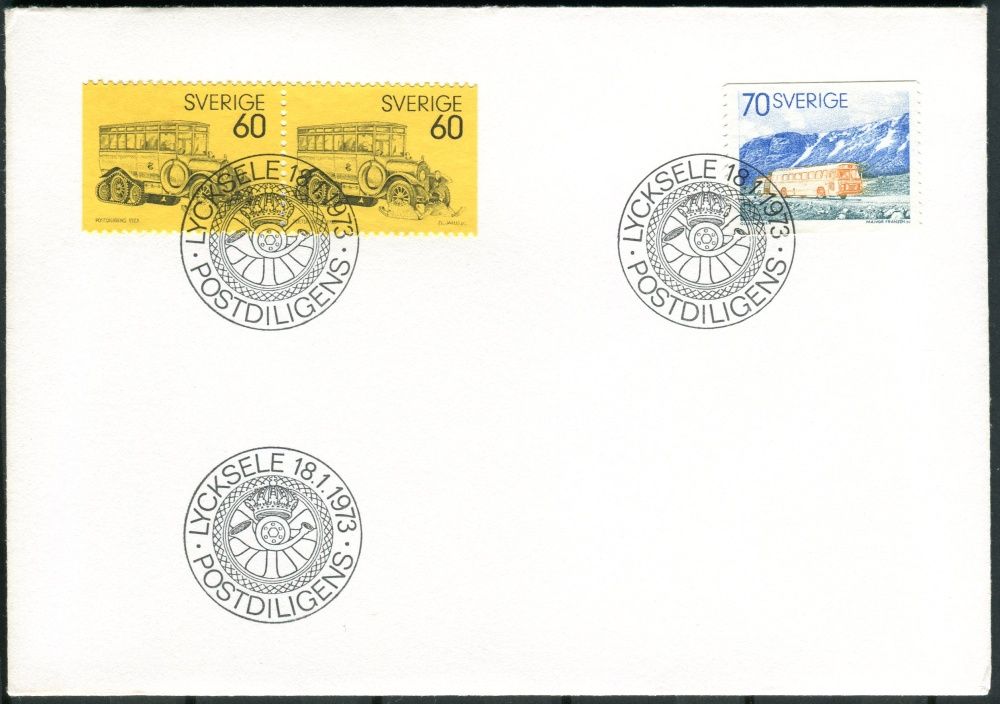 (1973) FDC 790 - 791 - Švédsko - poštovní autobusy