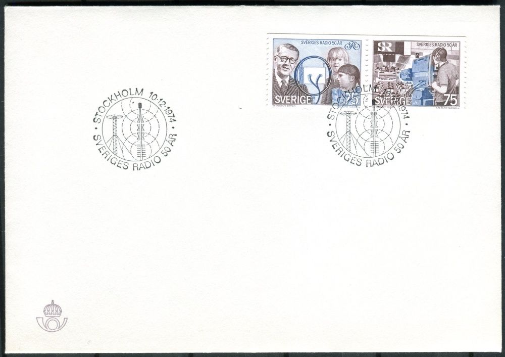 (1974) FDC 889 - 890 - Švédsko - 50 let švédského rozhlasu