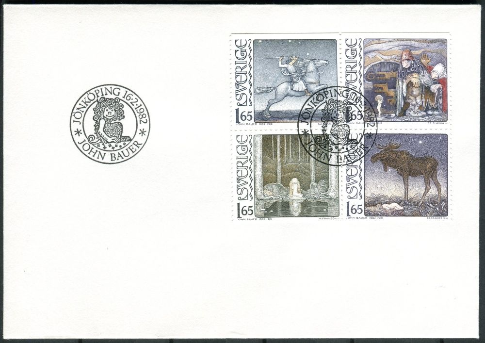 (1982) FDC 1178 - 1181 - Švédsko - 100. narozeniny Johna Bauera