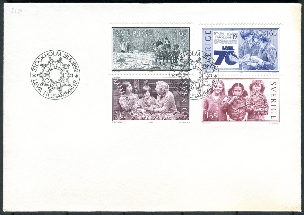 (1982) FDC 1201 - 1204 - Švédsko - Žijící spolu - přistěhovalci ve Švédsku