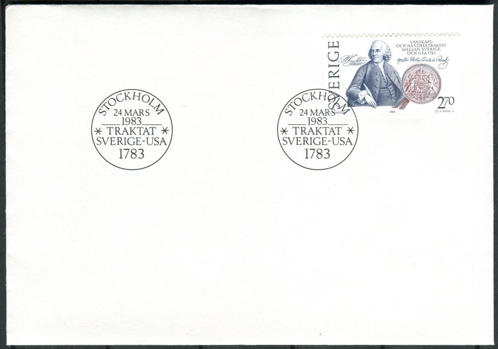 (1983) FDC 1232 - Švédsko - 200 let švédsko-americká dohody o přátelství a obchodu