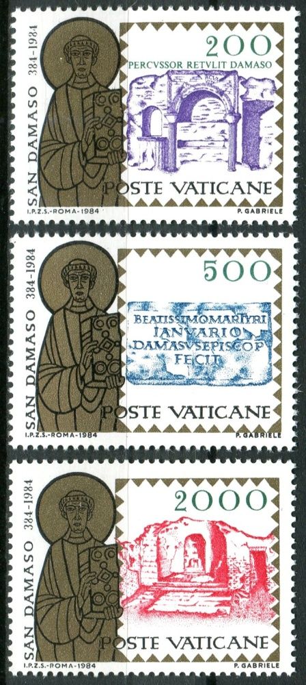 (1984) MiNr. 864 - 866 ** - Vatikán - 1600. výročí úmrtí papeže Damasu I.