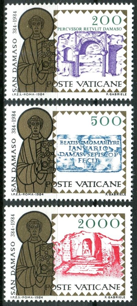 (1984) MiNr. 864 - 866 ** - Vatikán - 1600. výročí úmrtí papeže Damasu I.