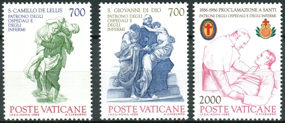 (1986) MiNr. 894 - 896 ** - Vatikán - 100. výročí prohlášení svatých Camillo de Lellis a Jana za pat