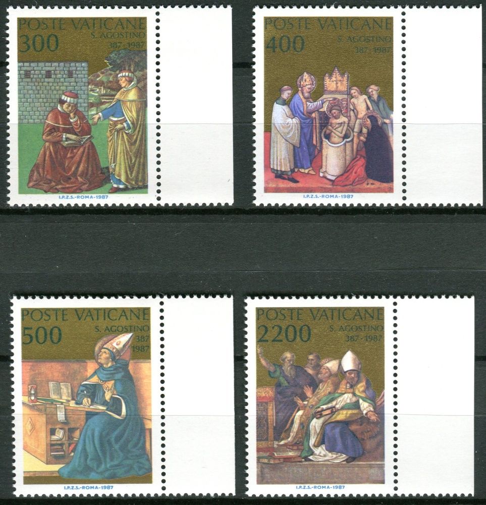 (1987) MiNr. 907 - 910 ** - Vatikán - 1600. výročí obrácení a křtu Sv. Augustin (354-430), učitel církve