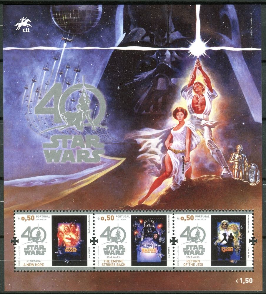 CTT - Portugal post (2017) MiNr. 4305 - 4307 ** - Portugalsko - 40 let sci-fi filmu "Star Wars" - filmový plakát