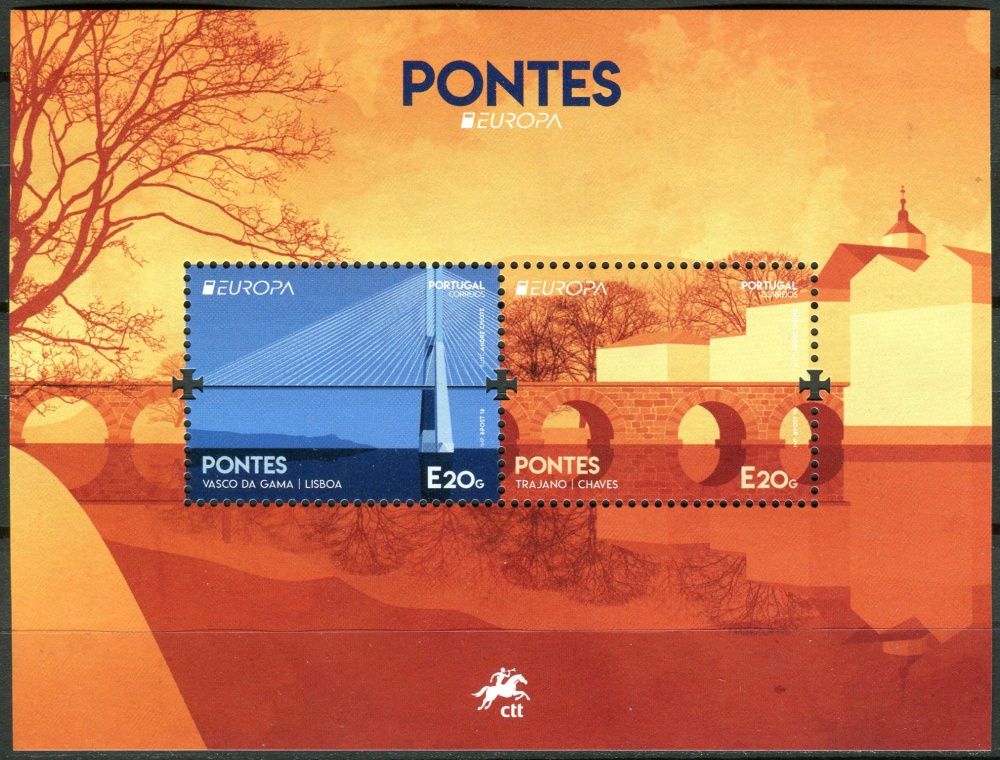 (2018) MiNr. 4384 ** - Portugalsko - BLOCK 430 - Europa: Ponte Vasco da Gama, Lisabon; Ponte Romana, Chaves