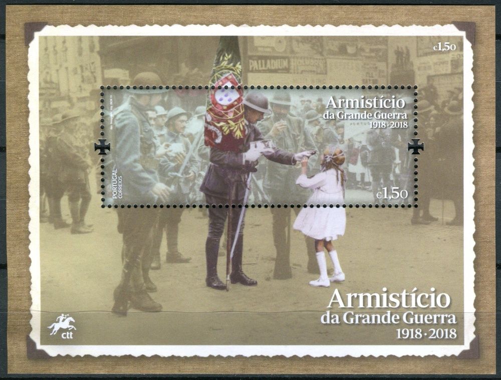 CTT - Portugal post (2018) MiNr. 4425 ** - Portugalsko - 100. výročí konce první světové války - Vojáci s portugalskou vlajkou a dívka ve vítězném průvodu v roce 1919 v Londýně