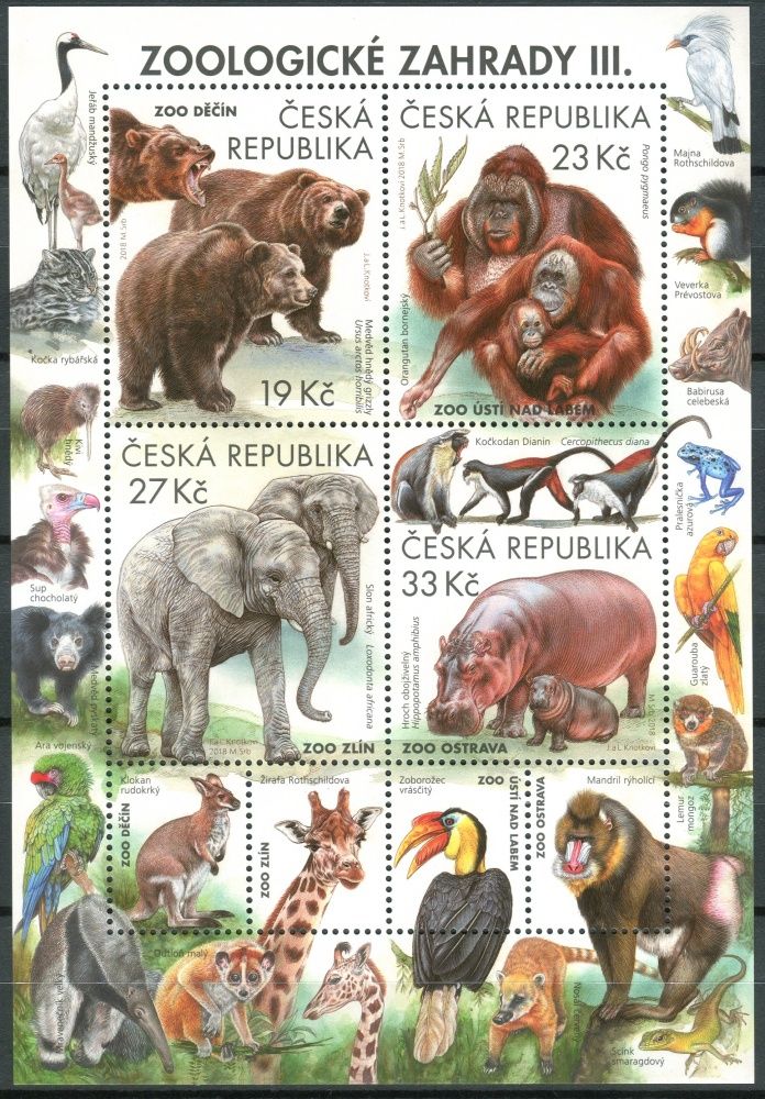 Česká pošta (2018) MiNr. 991 - 994 **- Česká republika - A - Ochrana přírody - Zoologické zahrady III.