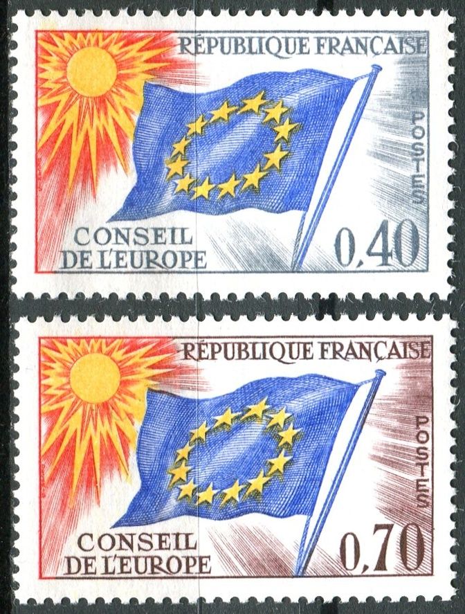 (1969) MiNr. 13 - 14 ** - Francie - Rada Evropy - Vlajka EU