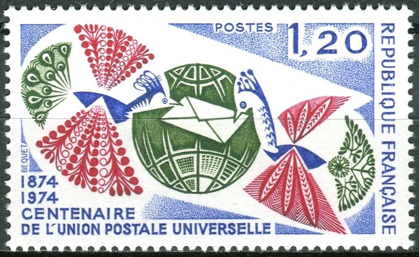 (1974) MiNr. 1887 ** - Francie - 100 let univerzální poštovní unie (UPU)