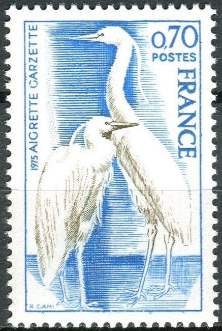 Post France (1975) MiNr. 1904 ** - Francie - Ochrana přírody - volavka stříbřitá (Egretta garzetta)