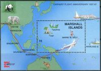 (1987) MiNr. 124 ** - Marshallovy ostrovy - BLOCK 3 - Letová trasa dne 2.7.1937