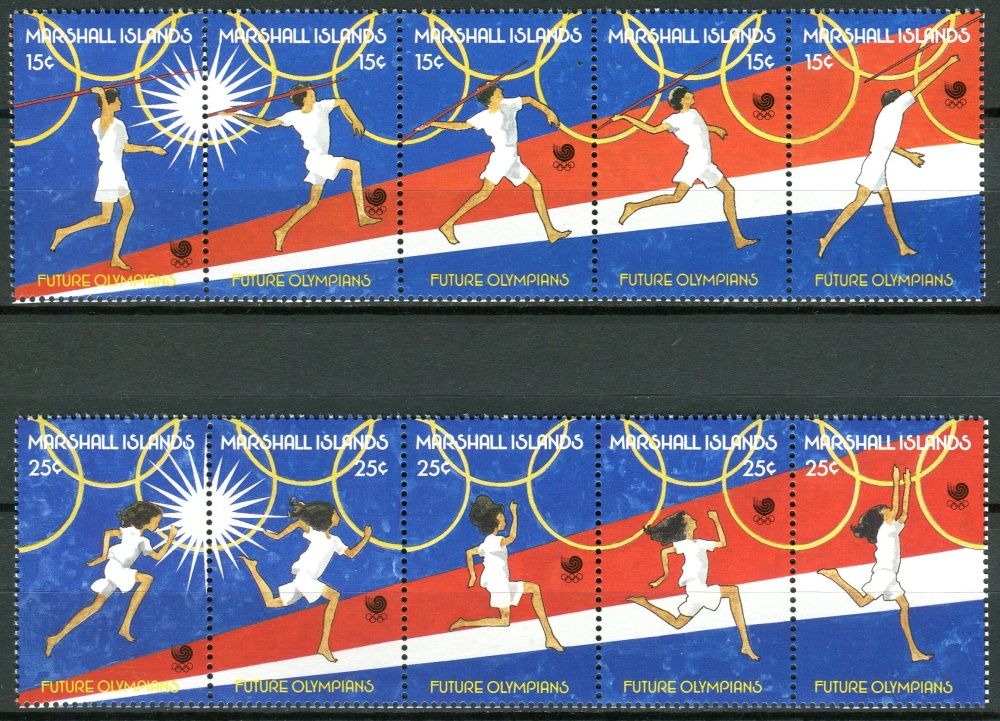 Marshall Islands (1988) MiNr. 162 - 171 ** - Marshallovy ostrovy - 5-pá - Letní olympijské hry, Soul - Pohyb při hodu oštěpem; Pohyb při skoku do dálky