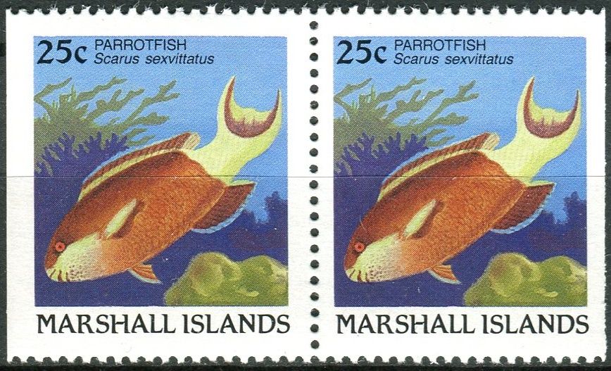 Marshall Islands (1988) MiNr. 173 D ** - Marshallovy ostrovy - 2-bl - Ryby - ploskozubec (Scarus sexvittatus)