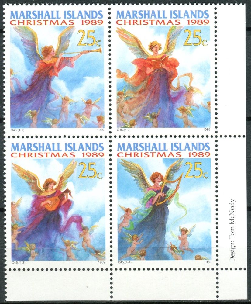 Marshall Islands (1989) MiNr. 246 - 249 ** - Marshallovy ostrovy - 4-bl - Vánoce - Andělé hrající na hudební nástroje