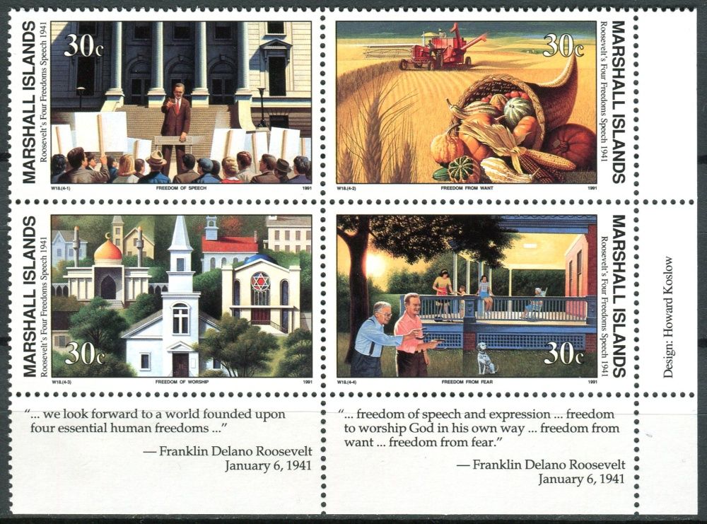 (1991) MiNr. 338 - 341 ** - Marshallovy ostrovy - 4-bl - Historie druhé světové války (XVIII)