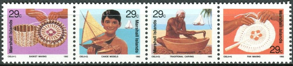 Marshall Islands (1992) MiNr. 439 - 442 ** - Marshallovy ostrovy - 4-pá - Řemesla - Pletení košíků, Modelářství, Řezbářství
