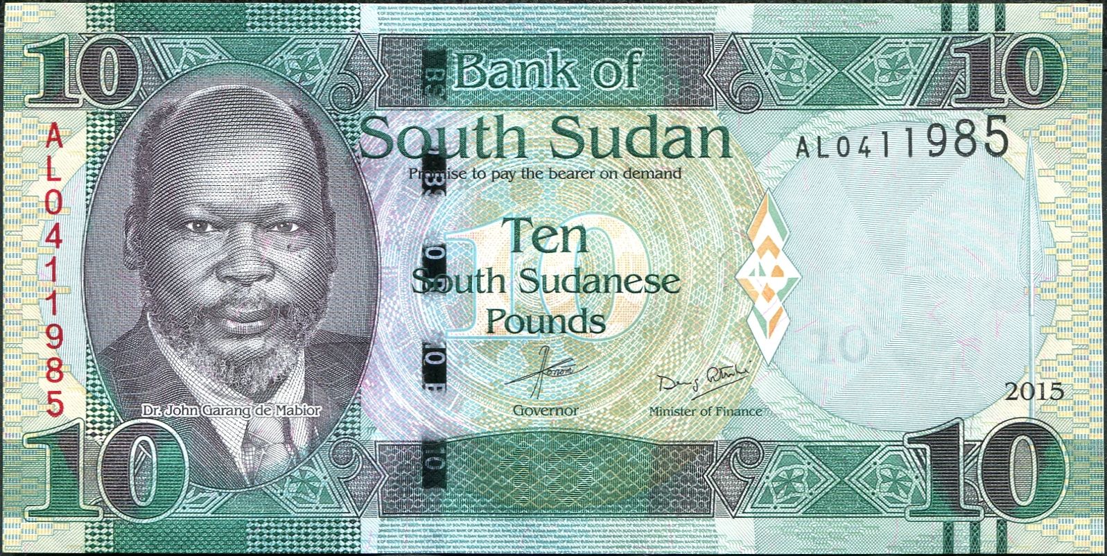 Jižní Sudán - (P 12a) 10 POUNDs (2015) - UNC