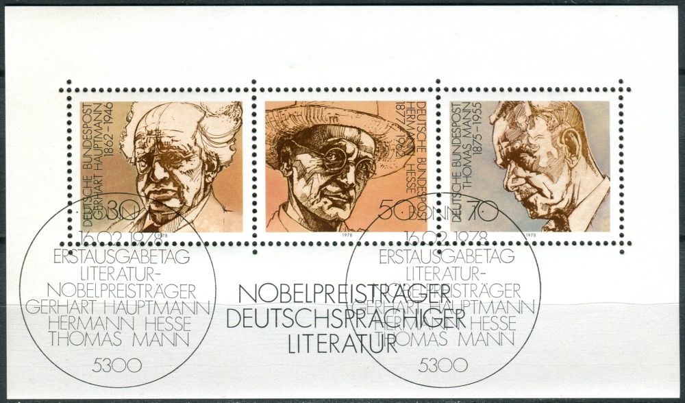 (1978) MiNr. 959 - 961 O - Německo - BLOCK 16 - Nositele Nobelovy ceny: Německá literatura