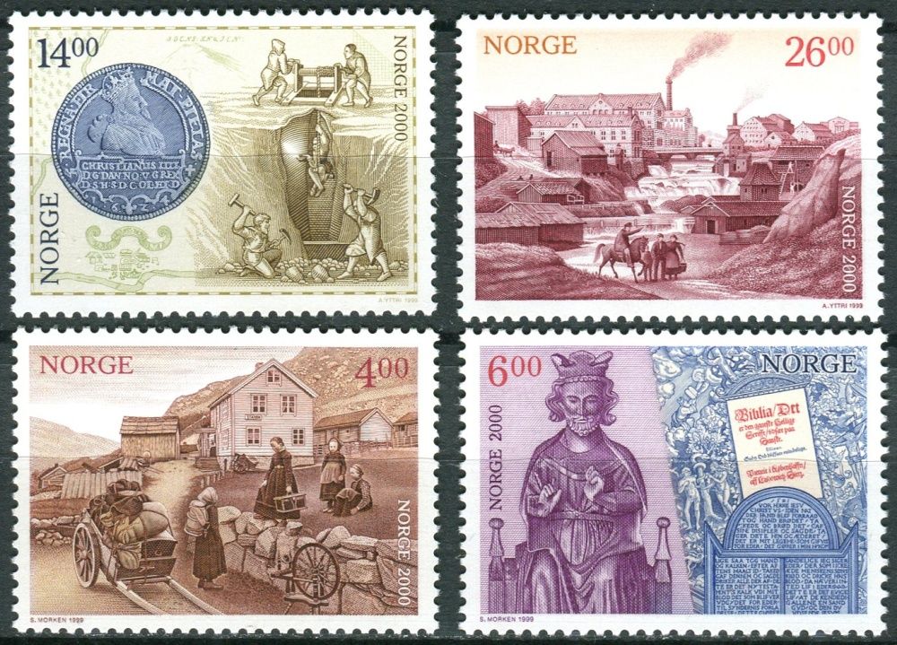 (1999) MiNr. 1313 - 1316 ** - Norsko - Milénium (I): historický přehled