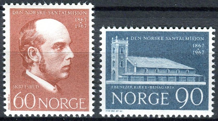 (1967) MiNr. 559 - 560 ** - Norsko - 100 let norské mise Santal