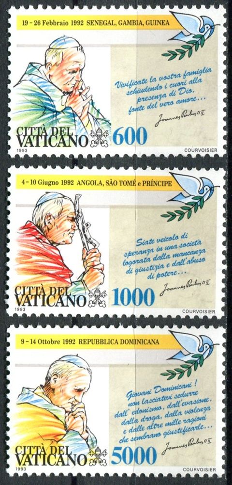 (1993) MiNr. 1101 - 1103 ** - Vatikán - Světové cesty papeže Jana Pavla II. (1992)