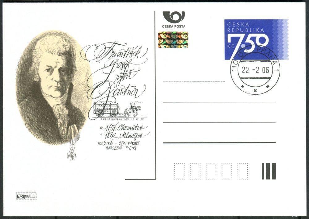 Česká pošta (2006) CDV 96 O - P 124 - F.J.Gerstner - razítko