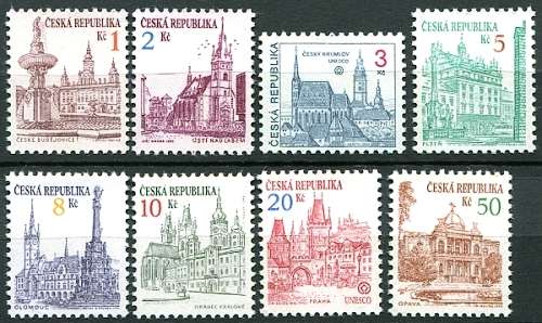 (1993) č. 12-19 ** - Česká republika - Městská architektura (výplatní známky - série)