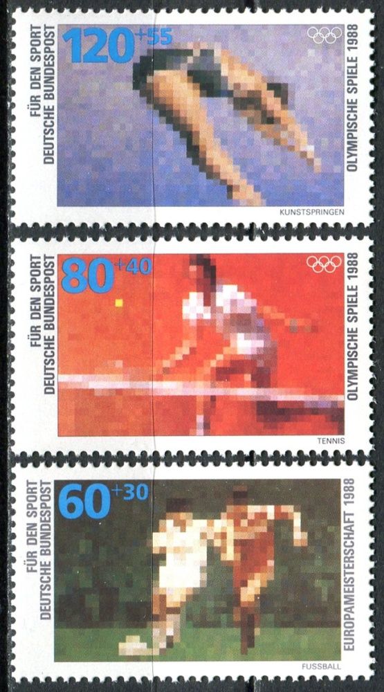 (1988) MiNr. 1353 - 1355 ** - Německo - Mistrovství Evropy ve fotbale, Spolková republika Německo; Letní olympijské hry, Soul