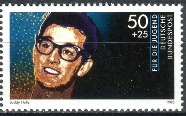 (1988) MiNr. 1360 ** - Německo - Idoly rocku a populární hudby - Buddy Holly