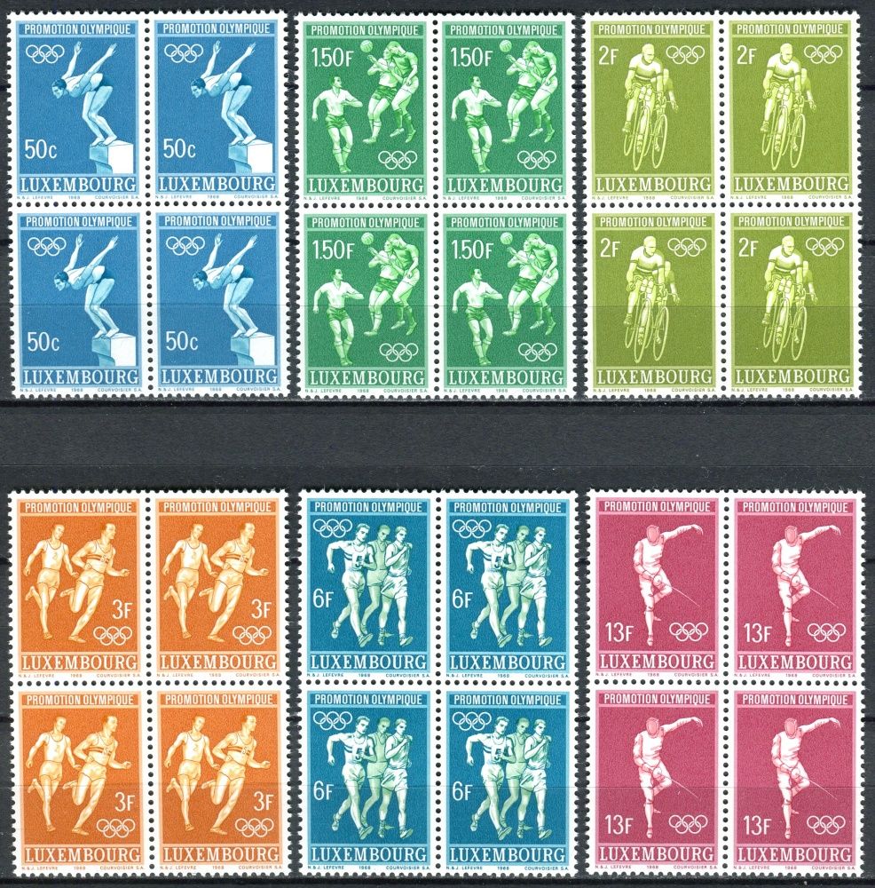 (1968) MiNr. 765 - 770 ** - Lucembursko - 4-bl - Letní olympijské hry, Mexico City