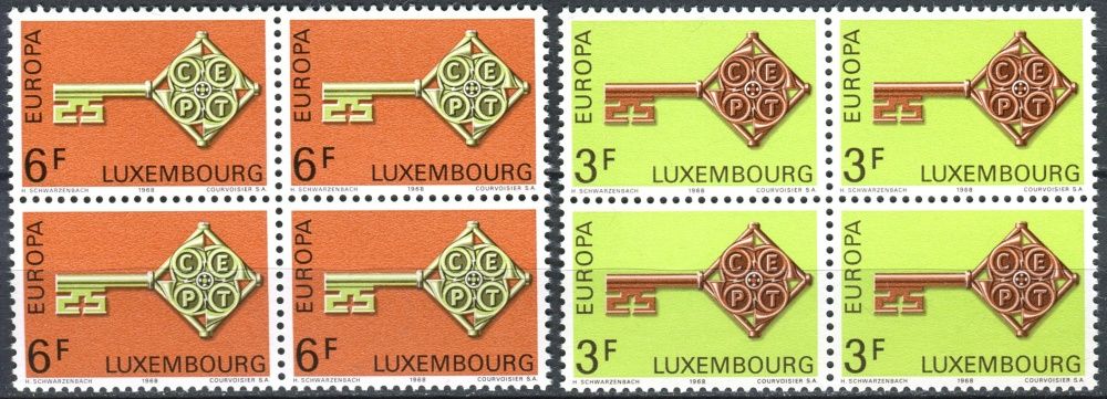(1968) MiNr. 771 - 772 ** - Lucembursko - 4-bl - Europa