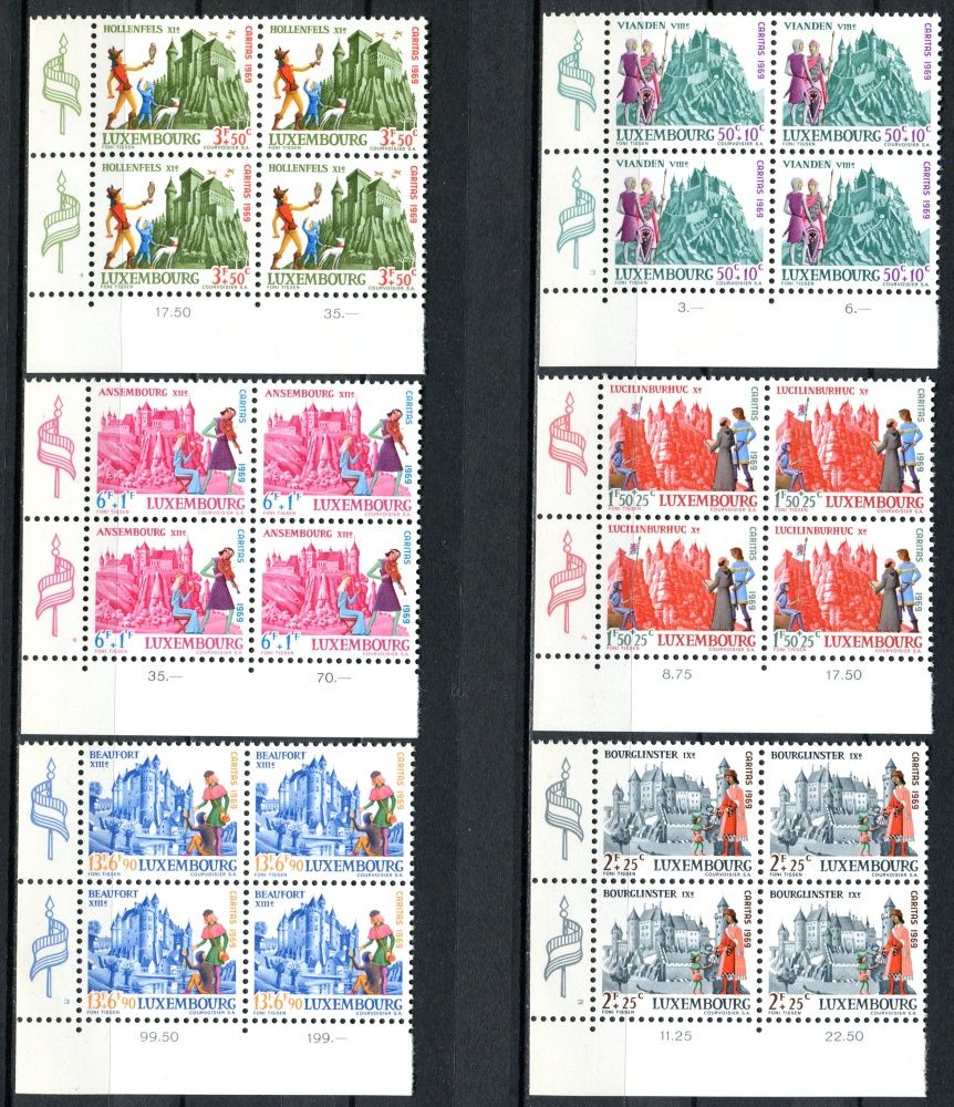 (1969) MiNr. 798 - 803 - ** - Lucembursko - 4-bl - Charita: Hrady (I)