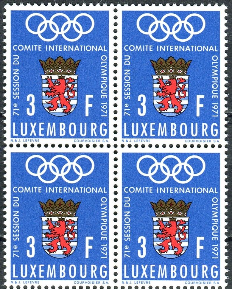 (1971) MiNr. 826 - ** - Lucembursko - 4-bl - 71. zasedání Mezinárodního olympijského výboru v Lucemburku