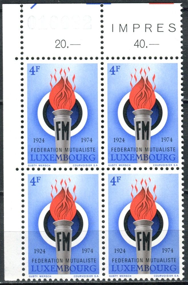 (1974) MiNr. 877 - ** - Lucembursko - 4-bl - 50 let Lucemburské pojišťovací družstvo